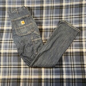Carhartt Flame Resistant Carpenter Jeans Mens 32x32 Blue Denim CAT 2 NFPA 2112